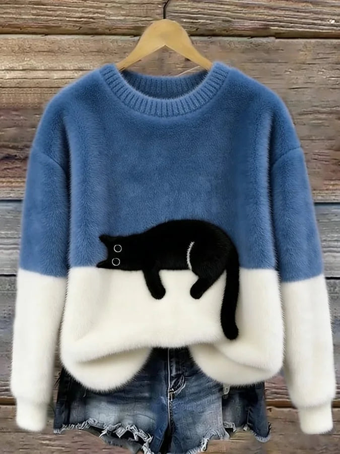 Zaidia – Gemütlicher Strickpullover Mit Süßer Katze