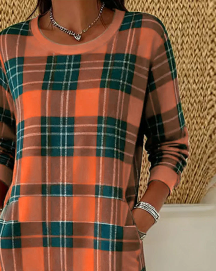 Eleven - Gekaro-Sweatshirt Kleid Mit Langen Ärmeln