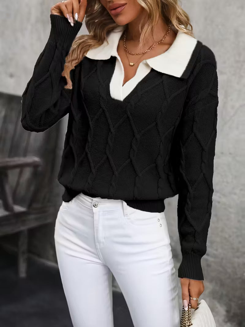 Mahalia – Pullover Mit Zopfmuster Und Kragen