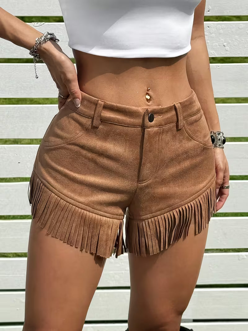Wiliya – Vintage-Kurzhosen Mit Fransen Und Nedriger Leibhöhe