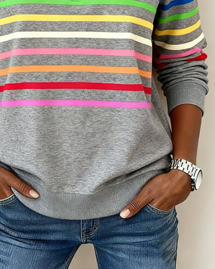 Josyna – Gestreiftes Sweatshirt mit Viertelreißverschluss