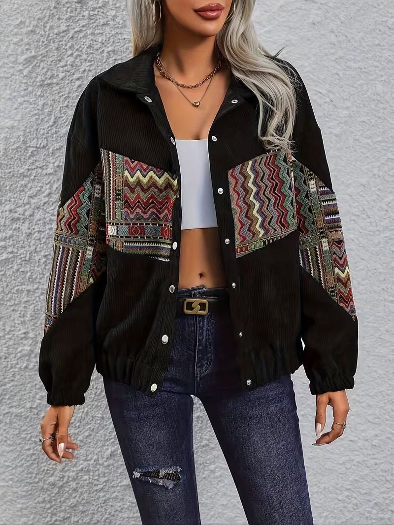 Denyque – Jacke mit Mehrfarbigem Geometrischem Patchwork Und Revers