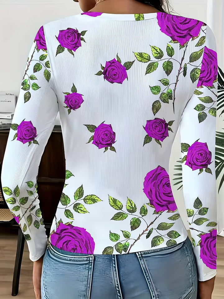Rabiye – Oberteil mit Blumenmuster und quadratischem Ausschnitt