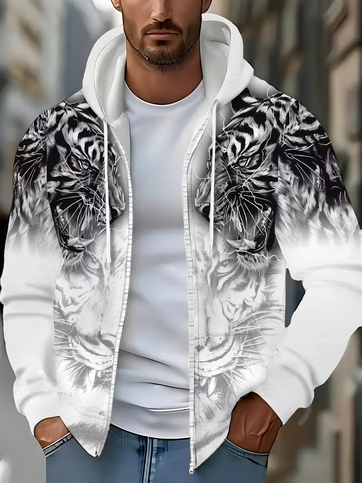 Luciano – Kapuzenpullover Mit Reißverschluss Und Tiger Muster