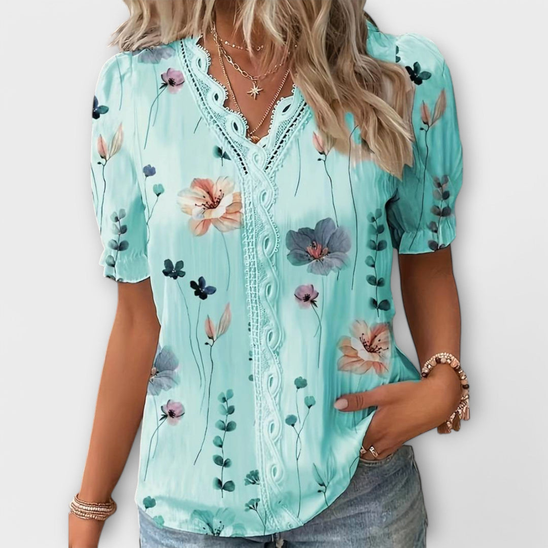 Bruni - Elegante Bedruckte Kurzarm Bluse