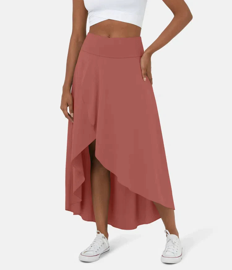 Keisha - Lässiger Midirock Mit Hoher Taille Und Tiefem Volantrock