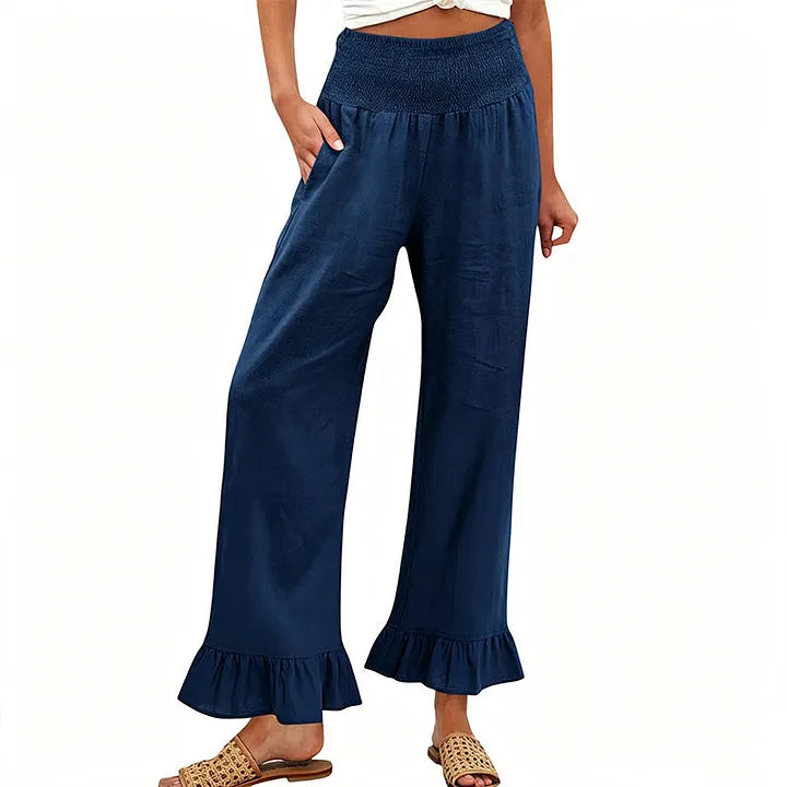 Moriom - Boho Lounge Hose Aus Baumwolle Mit Rüschen