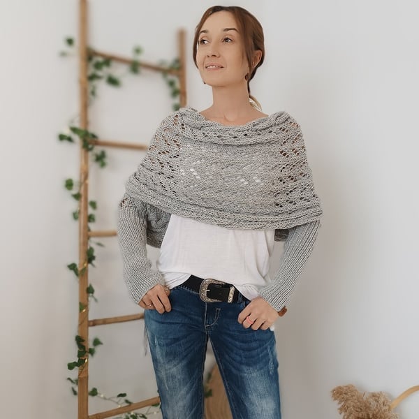 Reinhilde –  Doppelten Ärmeln Shawl Schal