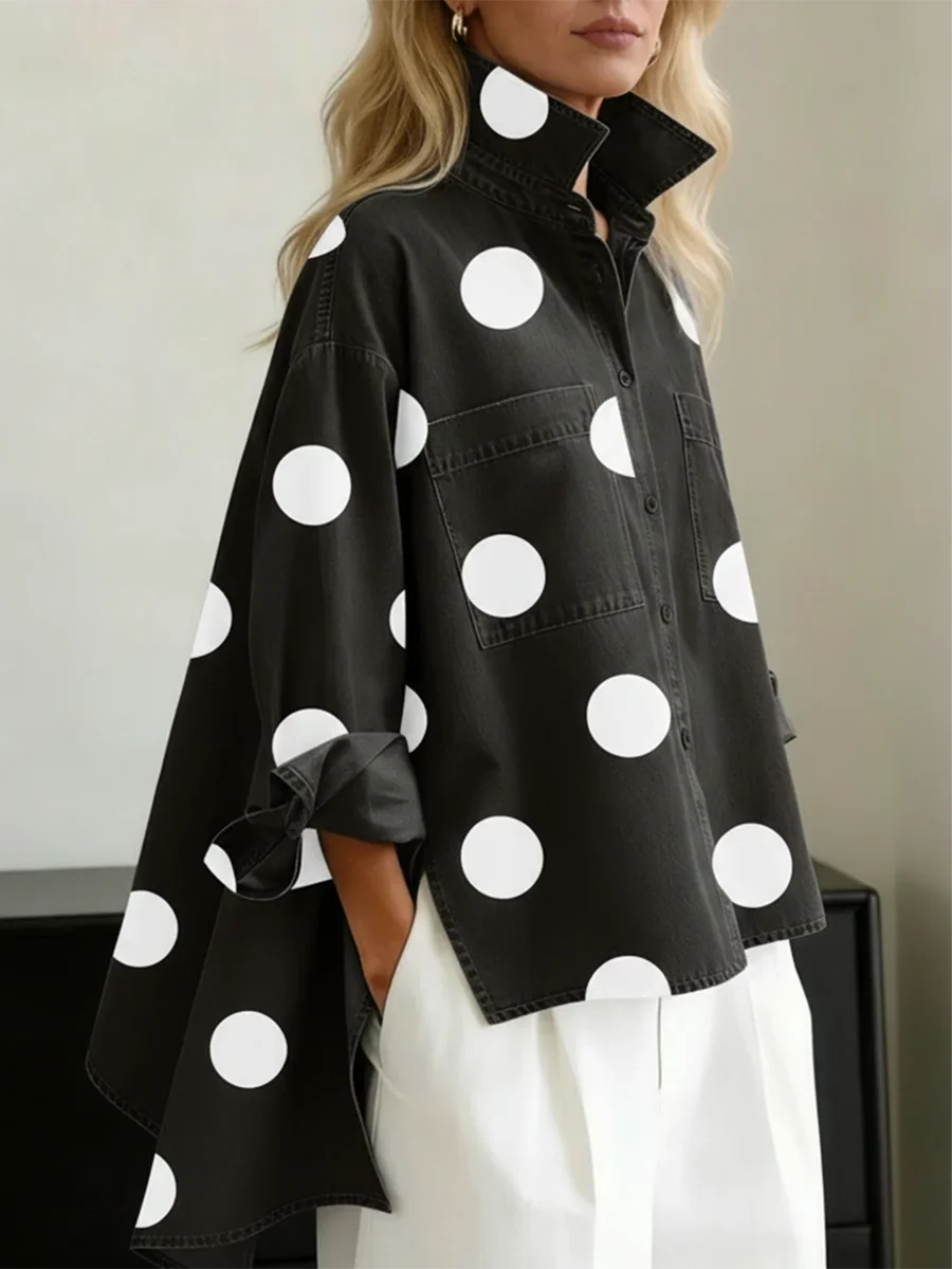 Ranulya - Elegantes Kunstvoll Bedrucktes Oberteil Mit Polka Dot Muster