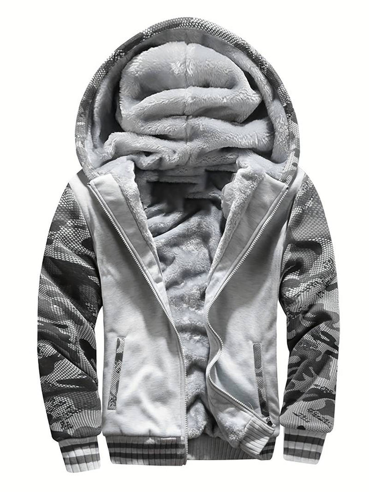 Oziel - Warme Fleece Jacke Mit Kapuze Und Reißverschluss