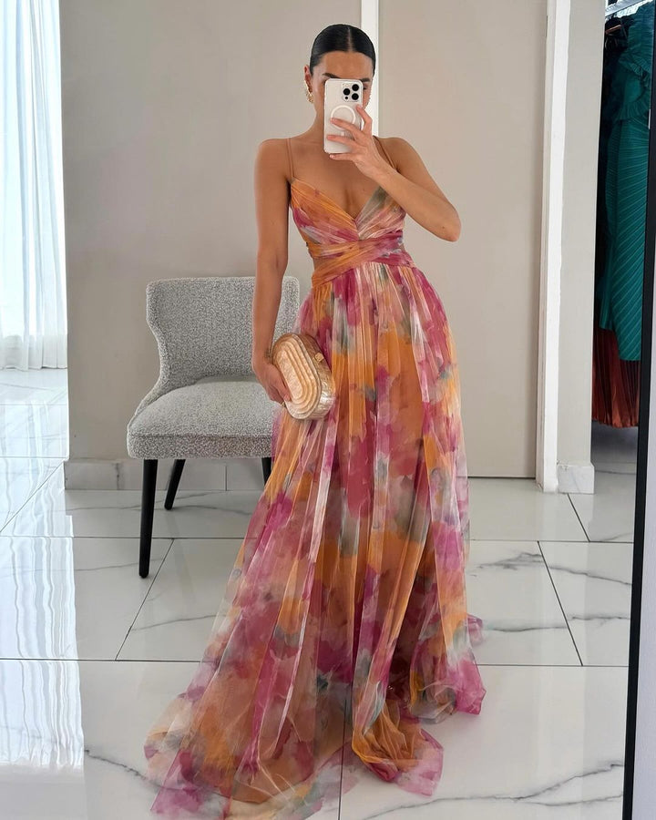 Guoda - Bezauberndes Maxi Kleid Mit Blumenmuster