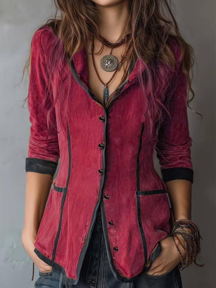 Yaara - Vintage-Kapuzen Jacke Mit langen Ärmeln