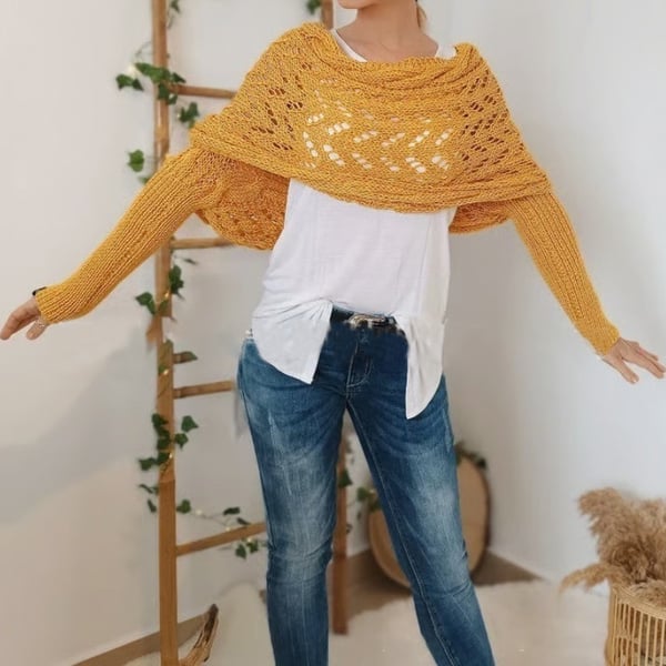 Reinhilde –  Doppelten Ärmeln Shawl Schal