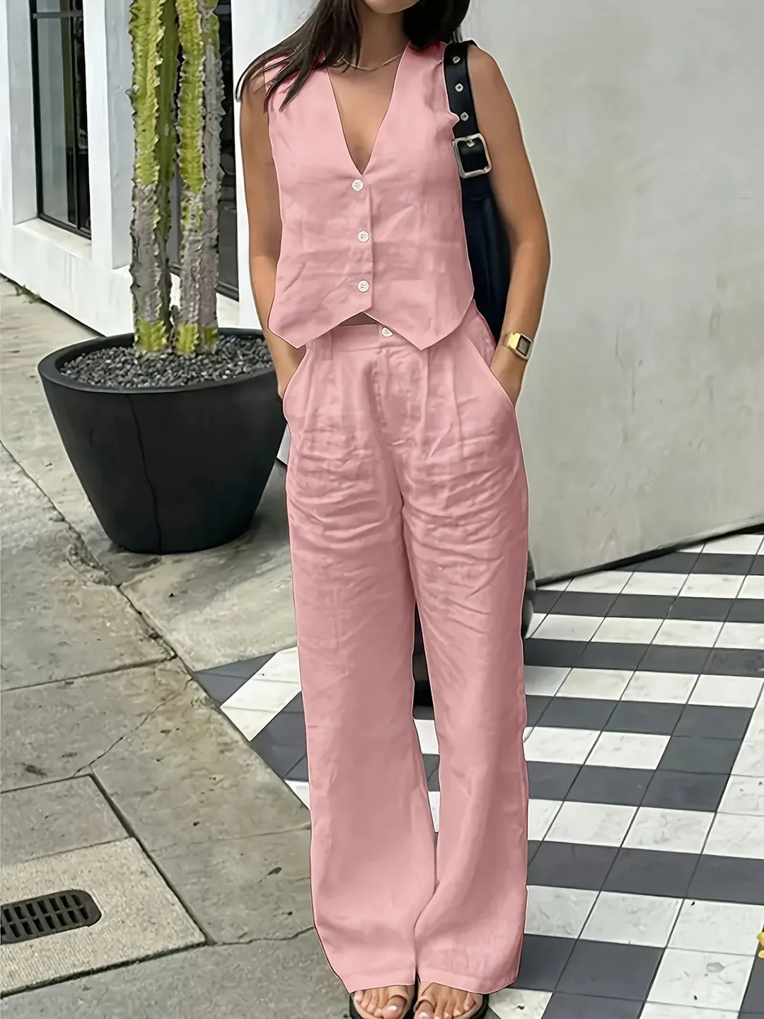 Jorja – Elegantes ärmelloses Zweiteiler Outfit-Set