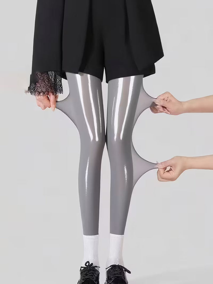 Bekah – Hochglänzende Stretch Strumpfhose Mit Fußteil