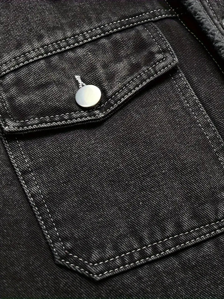 Geoffroy – Vintage Jeans Jacke Mit Fleece Futter