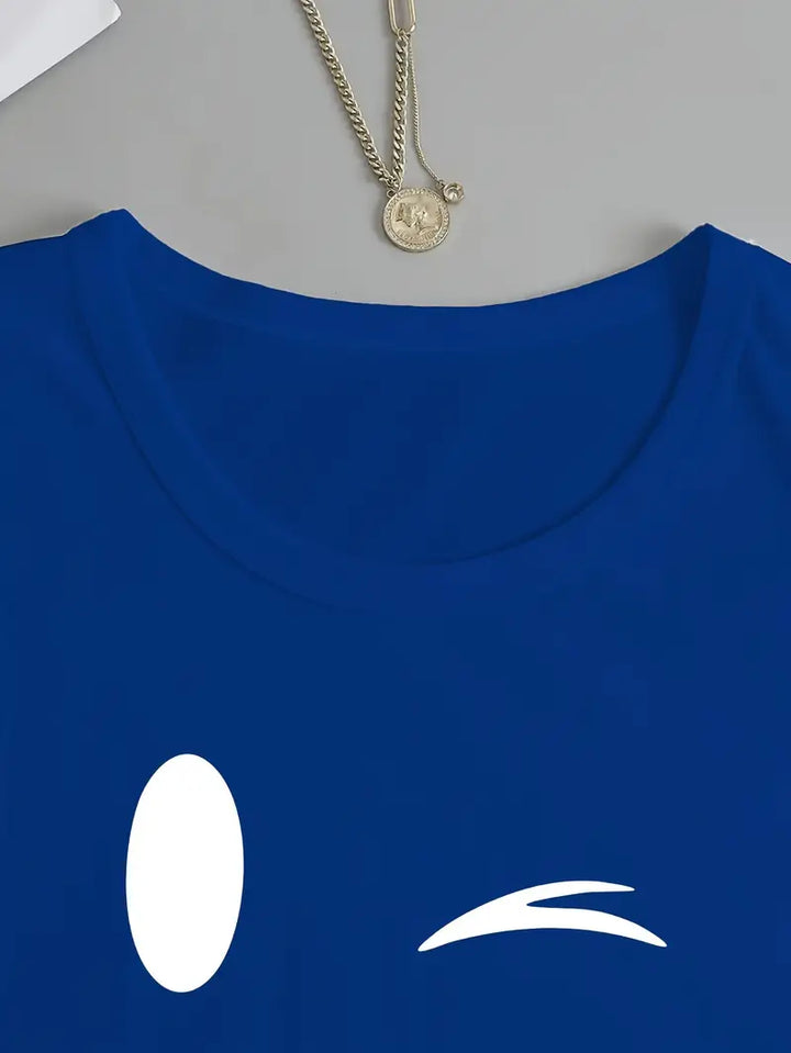 Odalina - Lässiges T-Hemd Mit Smiley Zwinkern Aufdruck