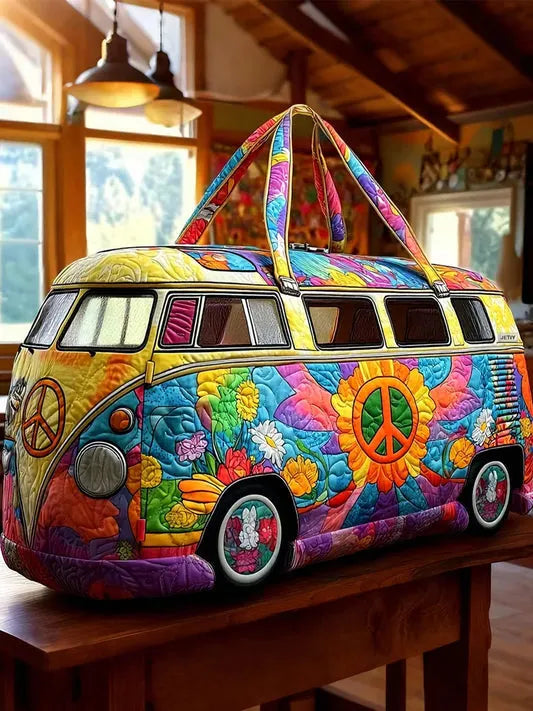 RetroBloom - Quilted Vintage Camper Print Travel Bag