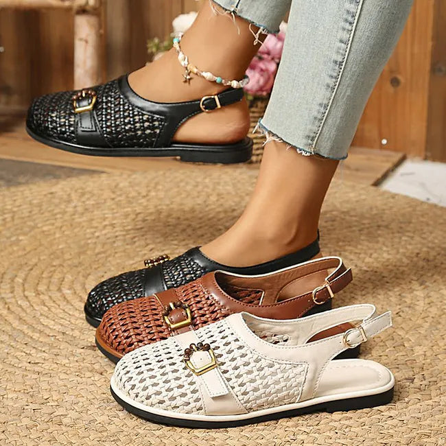 Ghie - Atmungsaktive Gewebte Flat Sandalen