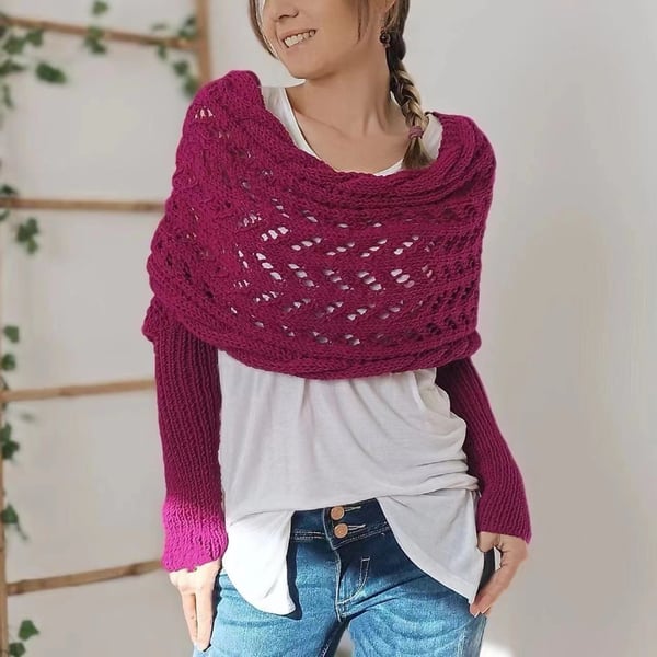 Reinhilde –  Doppelten Ärmeln Shawl Schal