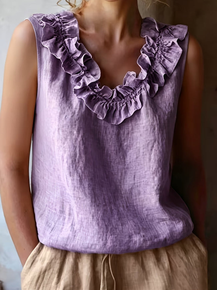 Safiya – Ärmellose Bluse MIT Rüschen Am Ausschnitt