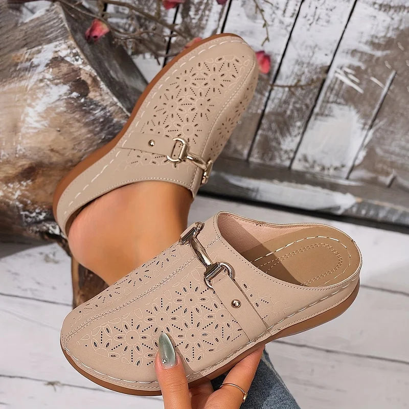 Hailen – Lässige Slipper Pantoletten Mit Blumenmuster