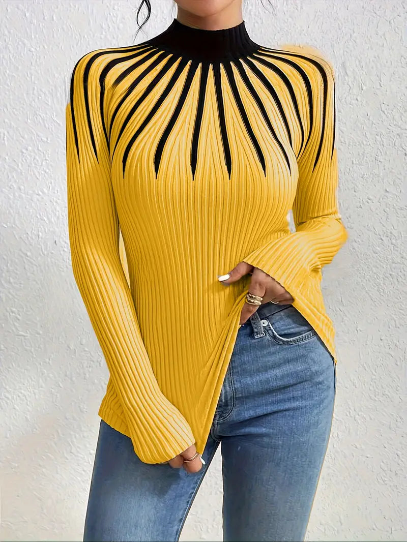 Maider – Eleganter Langarm Pullover Mit Hoher Kragen