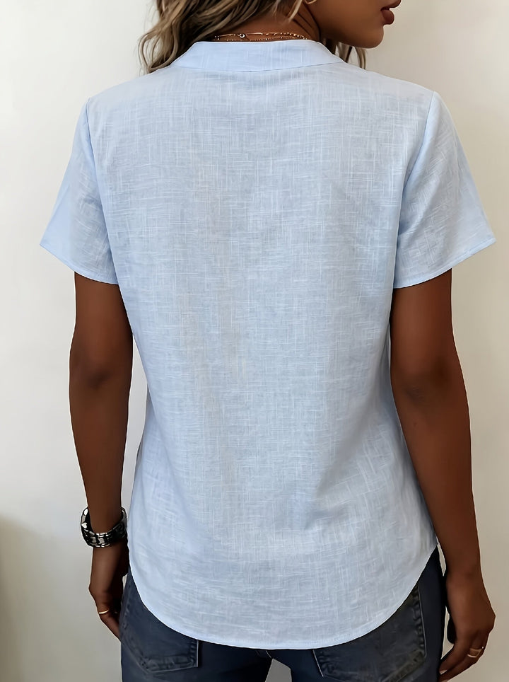 Salish – Kurzarm Bluse Mit Knöpfen