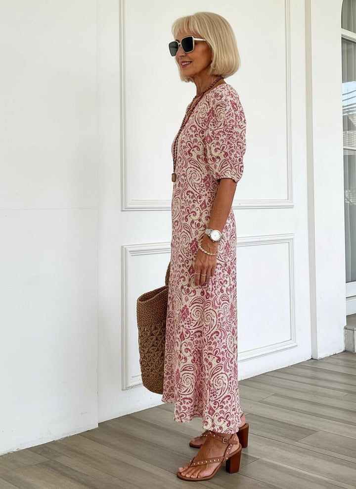Zarmina – Elegantes Langes Kleid Mit Boho-Drucken