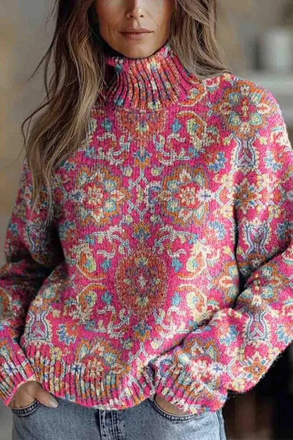 Nijole - Hochgeschlossenes Sweatshirt Mit Langen Ärmeln Und Blumenmuster