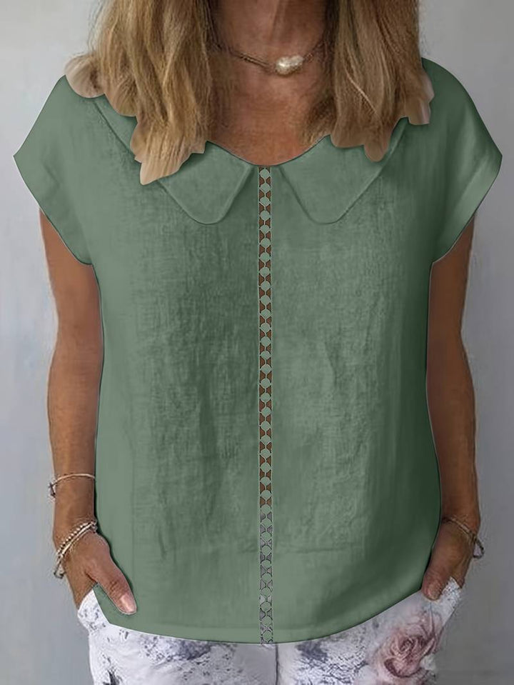 Krischelle - Kurzärmeliger Pullover Mit Spitzenbesatz am Revers