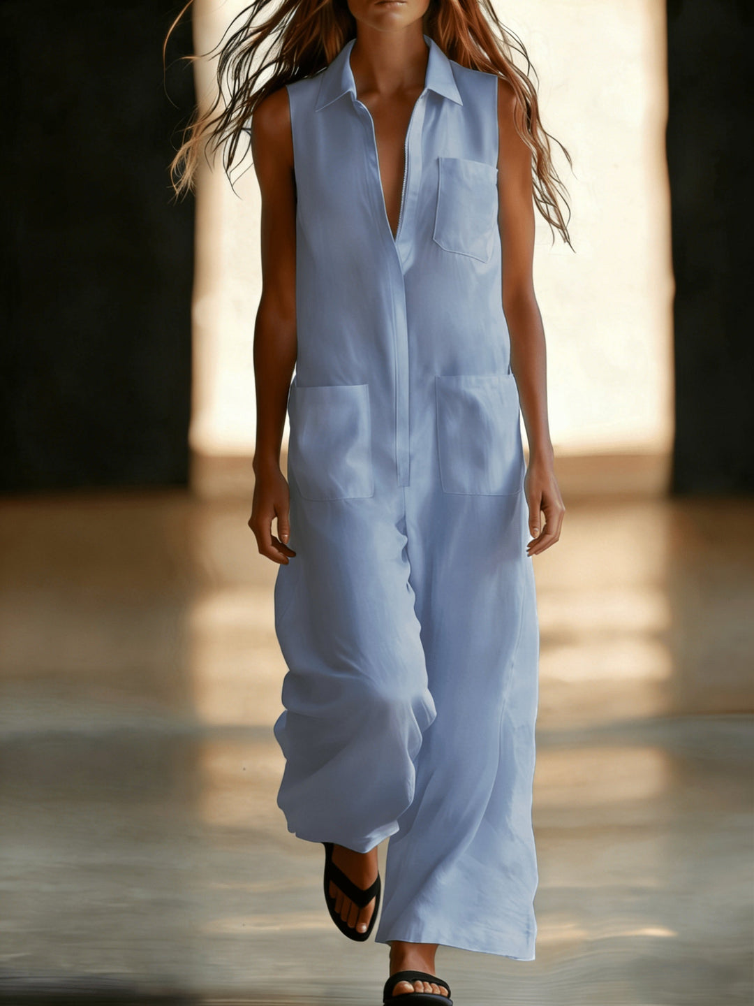 Kristiana - Lässiger Overall Mit Weitem Bein Und Tasche