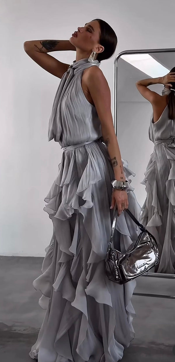 Nataly - Maxikleid Mit Gestuften Rüschen