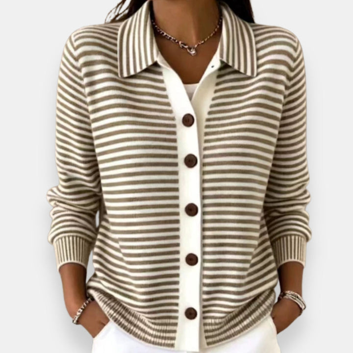 Kerana - Gestreifter Strickcardigan Mit Knöpfen