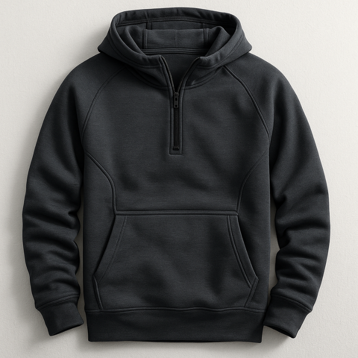 Kennet – Langarm-sweatshirt MIT Kapuze Und Viertelreißverschluss