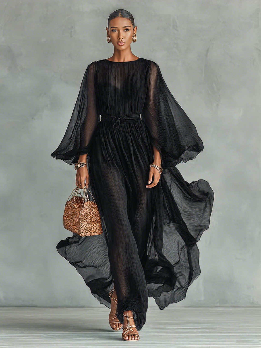 Joilene – Langärmliges Lappen Kleid