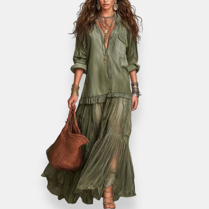 Zaynab - Maxikleid im Boho Stil Mit Rüschen