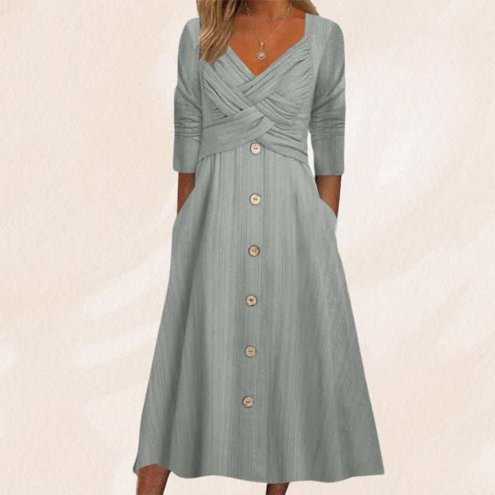 Anouk - Elegantes und Schlank Machendes Kleid mit Knöpfen