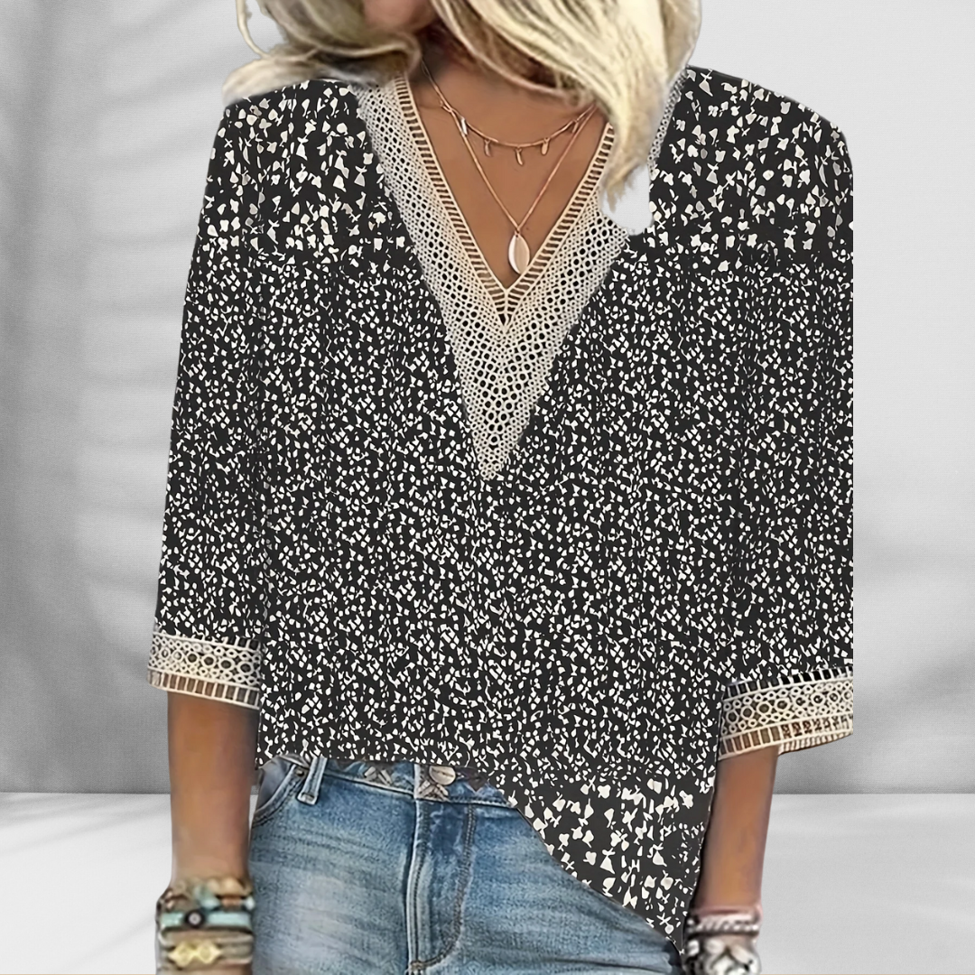 Maricela - Boho Bluse Mit Blumenmuster Und Langen Ärmeln