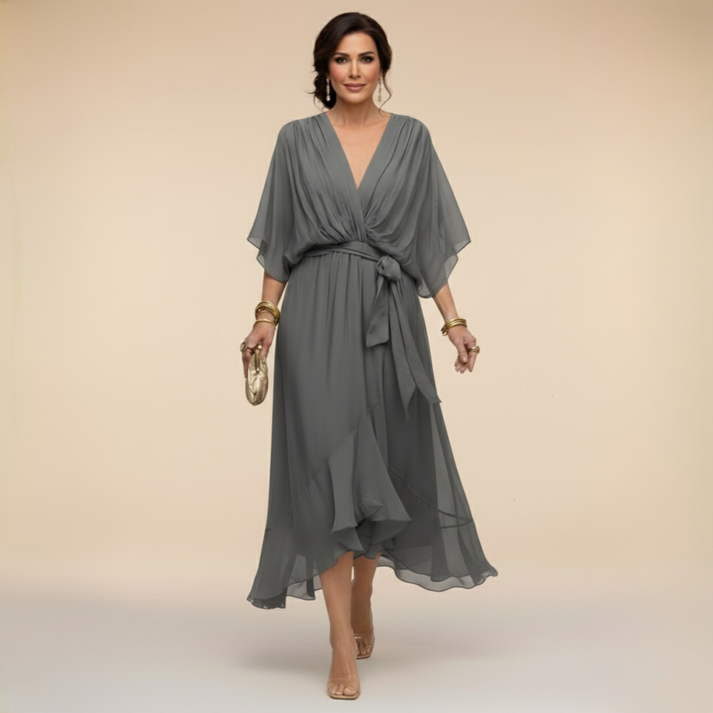 Harshani - Lappen Kleid Mit V-Ausschnitt