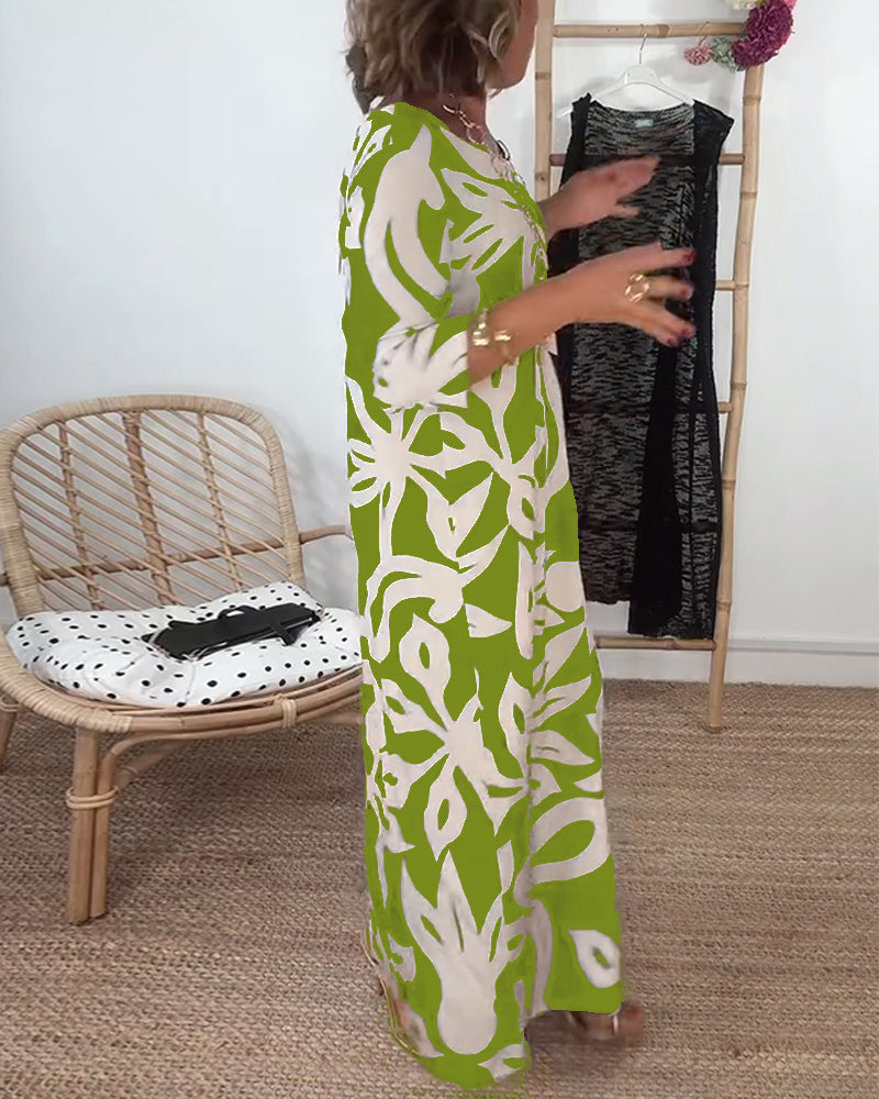 Halina – Kleid mit Rundhalsausschnitt und langen Ärmeln mit Print