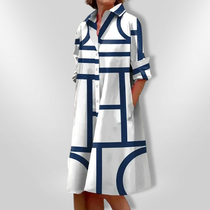 Lynna – Lässiges Midi Kleid Mit Taschen Und Knöpfen
