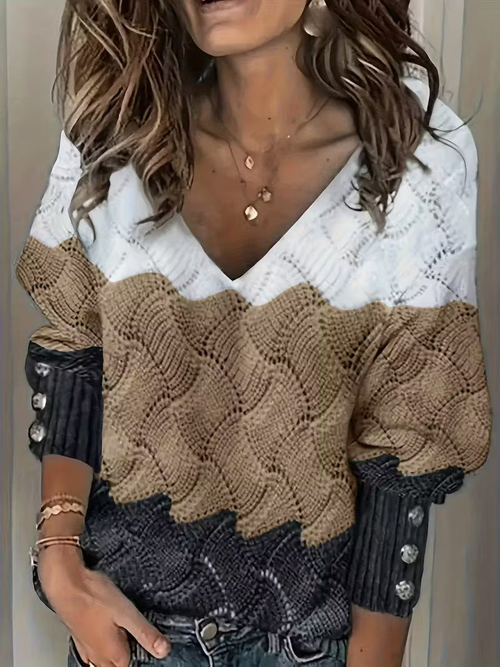 Sinara – Eleganter Pullover Mit V-Ausschnitt Und Langen Ärmeln