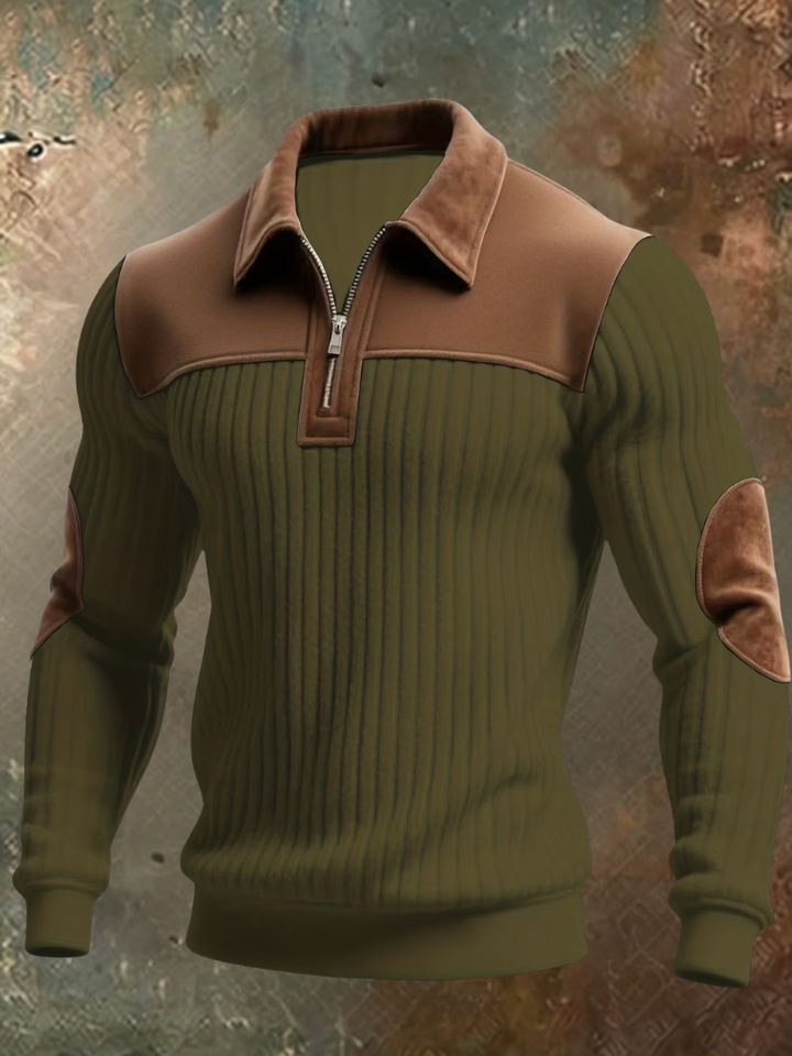 Jirid – Pullover MIT Viertelreißverschluss Und Kontrasteinsätzen