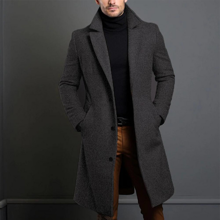 Laurens – Langärmeliger Wollmantel Mit Taschen
