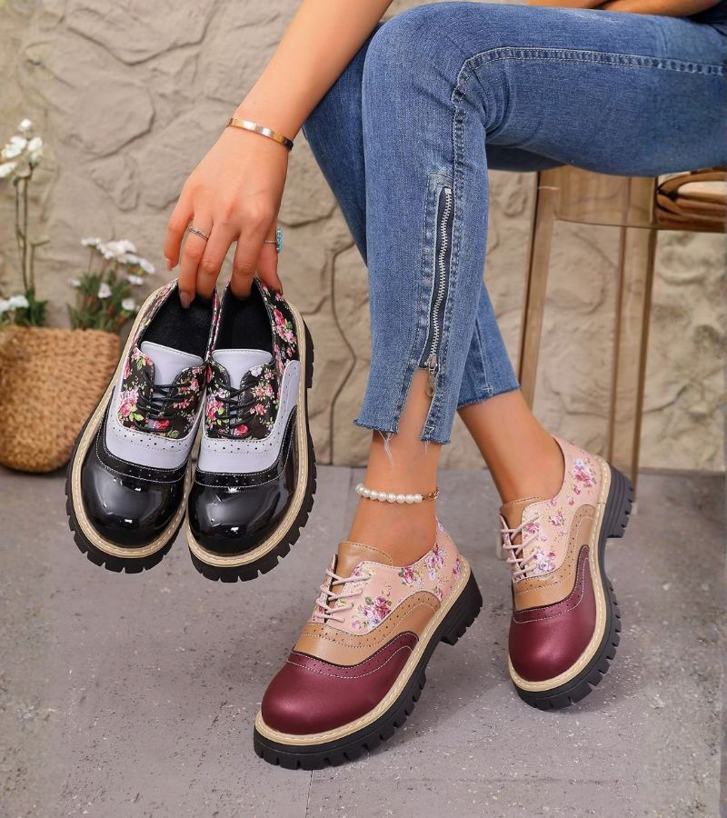 Kiela – Oxford-Schuhe Mit Blumenmuster Und Klobiger Profilsohle