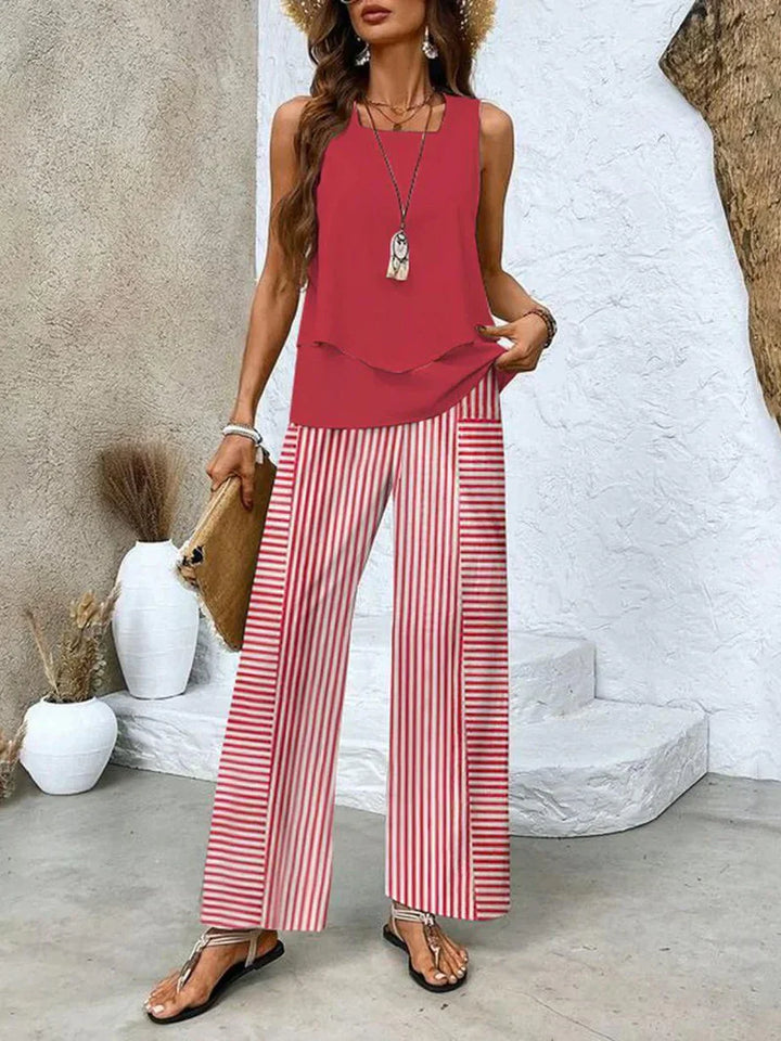 Samborska – Sommer Top Ohne Ärmel Und Hose Mit Weitem Bein