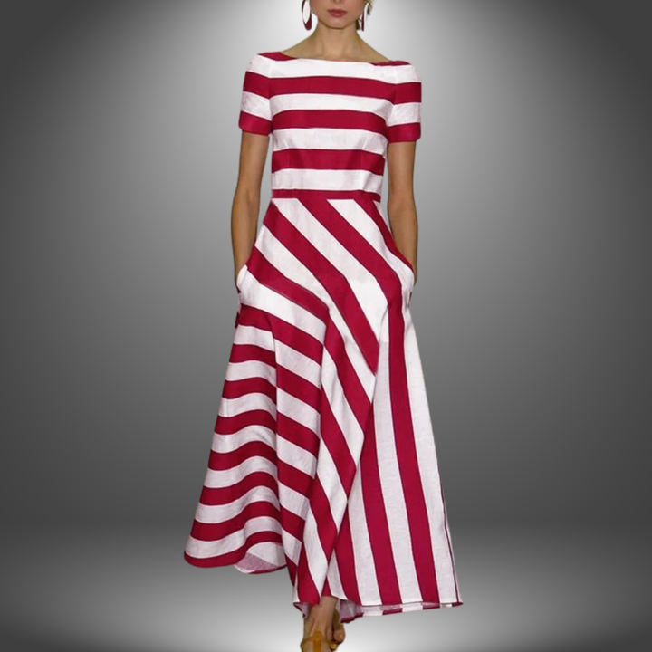 Nicoli | Handgefertigtes gestreiftes langes Kleid