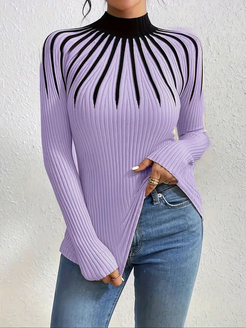 Maider – Eleganter Langarm Pullover Mit Hoher Kragen