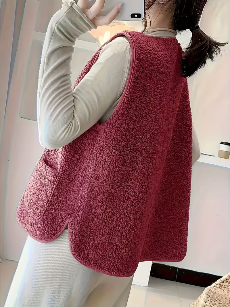 Miona – Plüsch-Fleece-Weste Mit Taschen